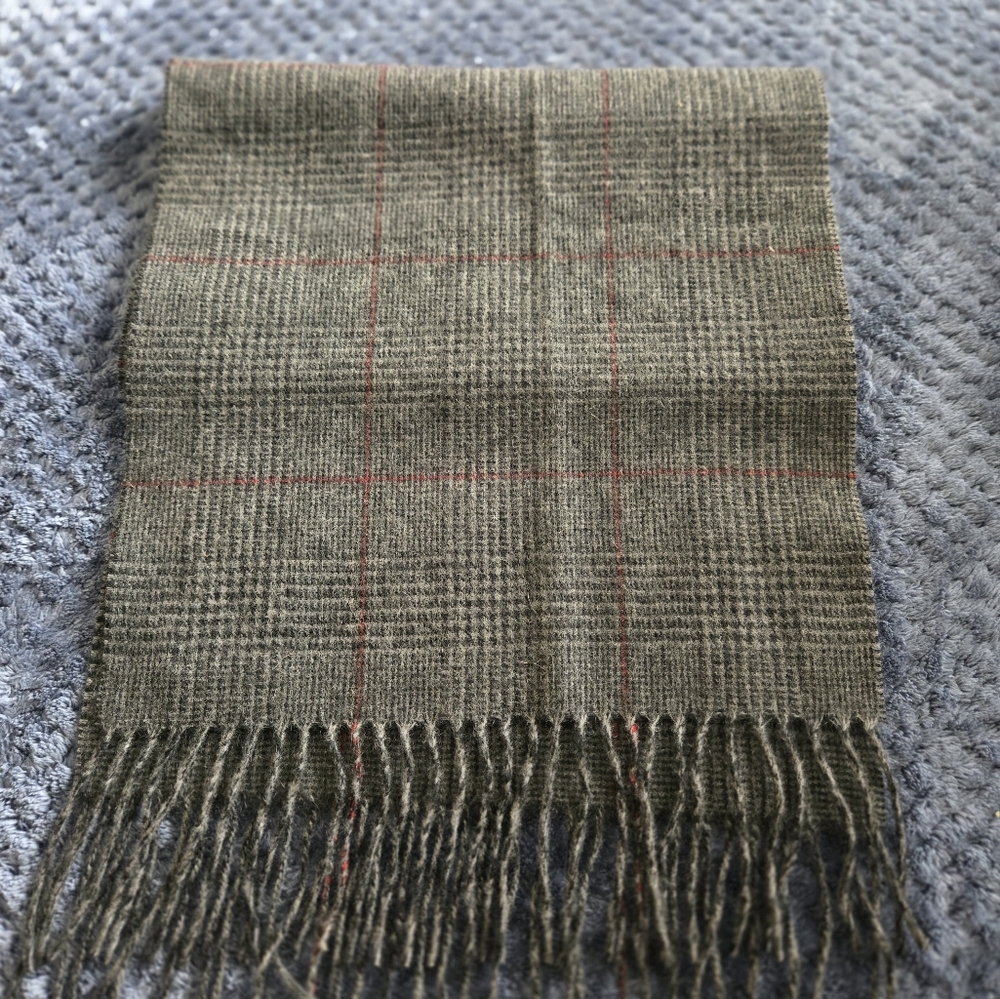 Club Room Gray and Red Plaid Scarf